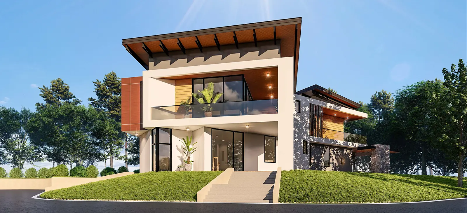 6 Bedroom Modern Home - Street View Rendering